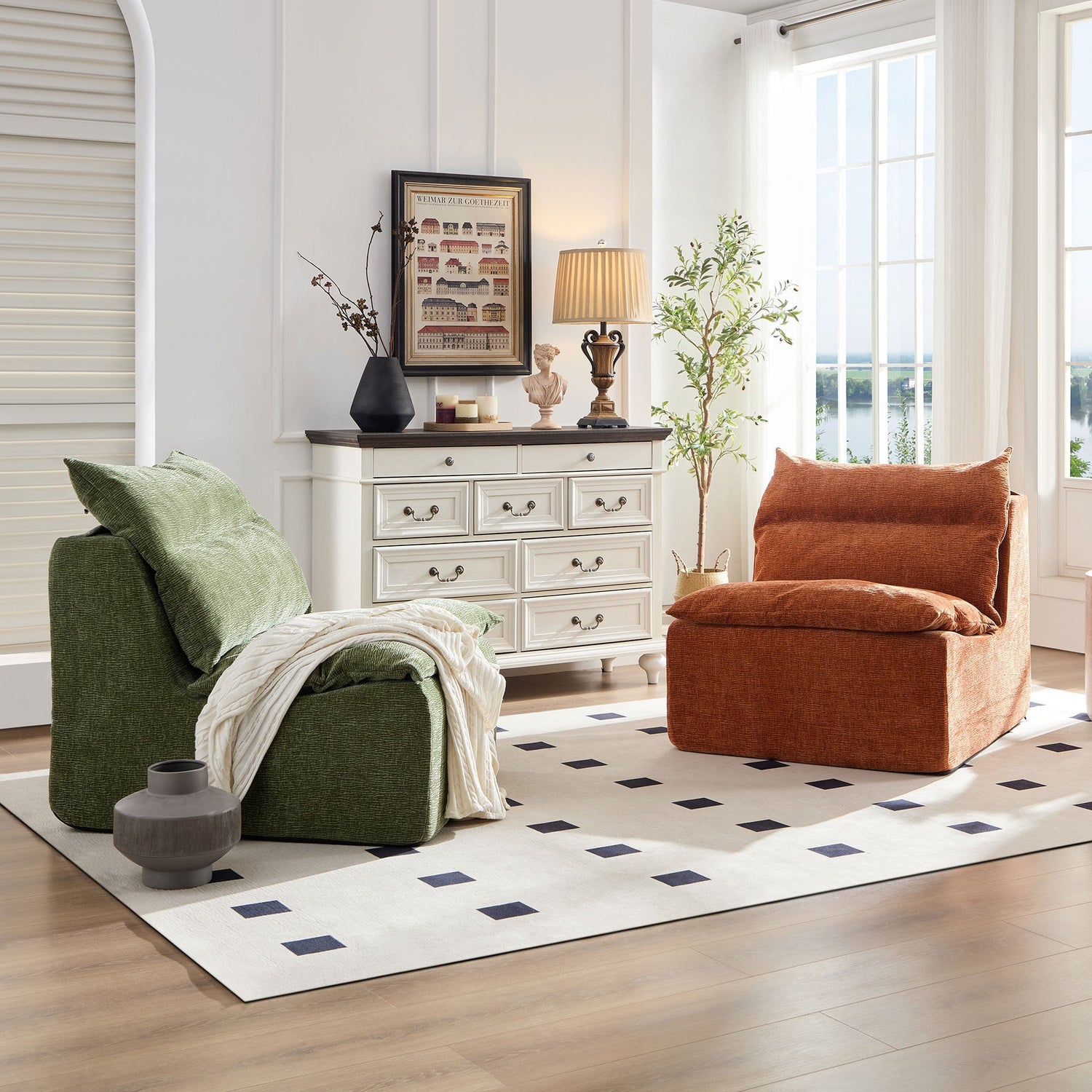 Accent Armless Chair Lazy Floor Seating, Single Sofa Lounger Leisure
