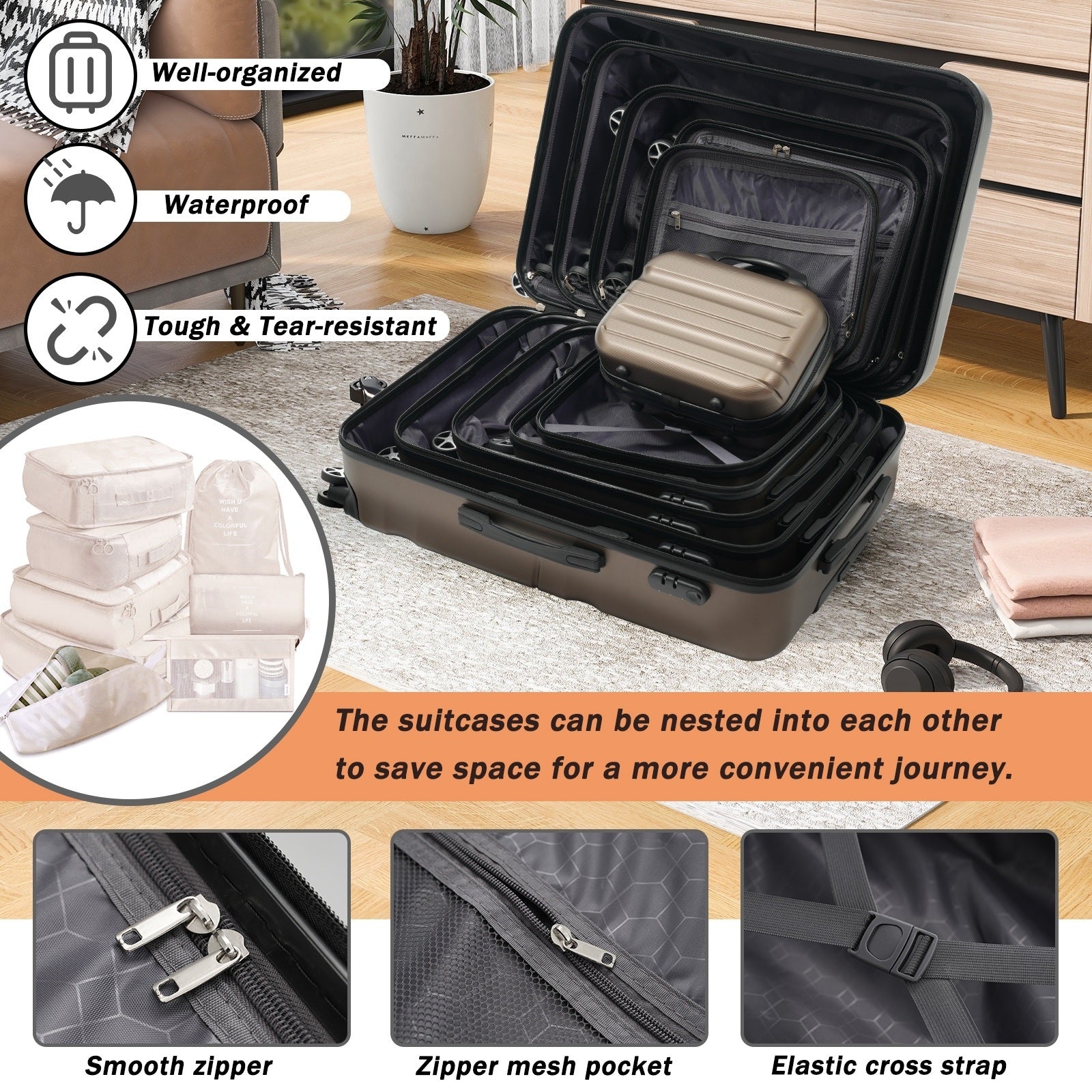Hardshell ABS Luggage Set - Lightweight &amp; Durable Suitcases with Dual