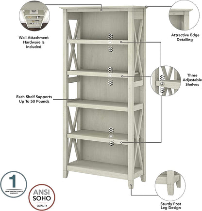 Linen White Oak Bookcase Set by Bush Furniture