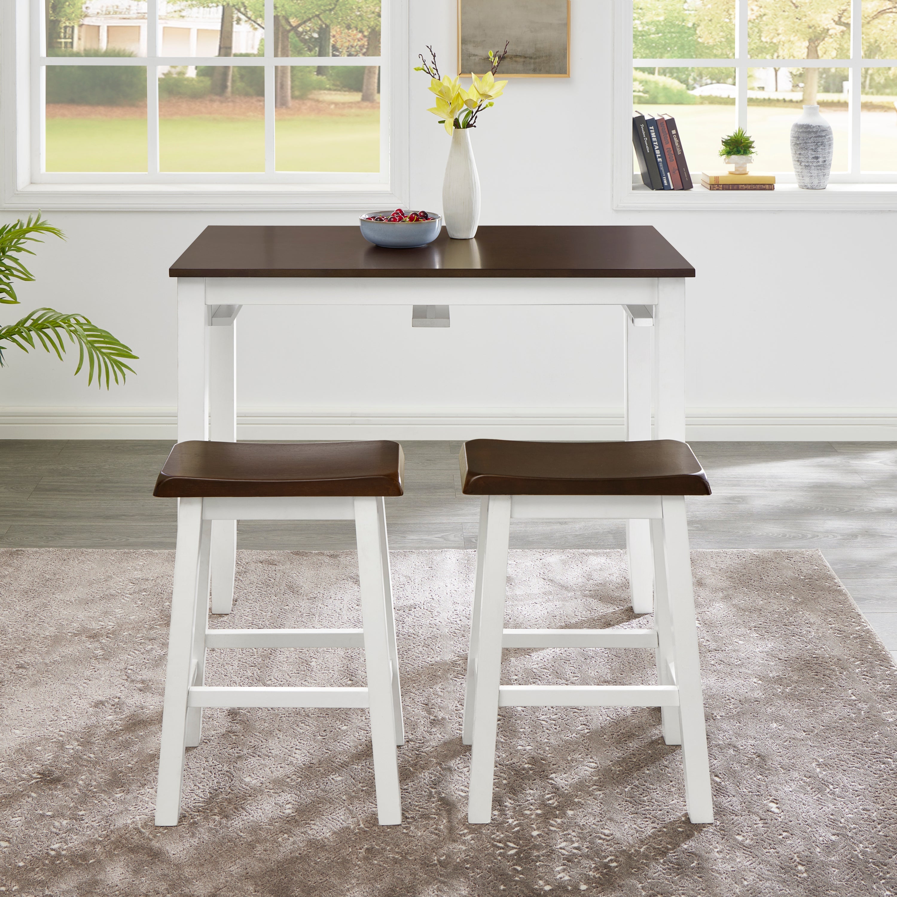 Bar Table and Chairs Set, 3 Piece Dining Table Set, Industrial