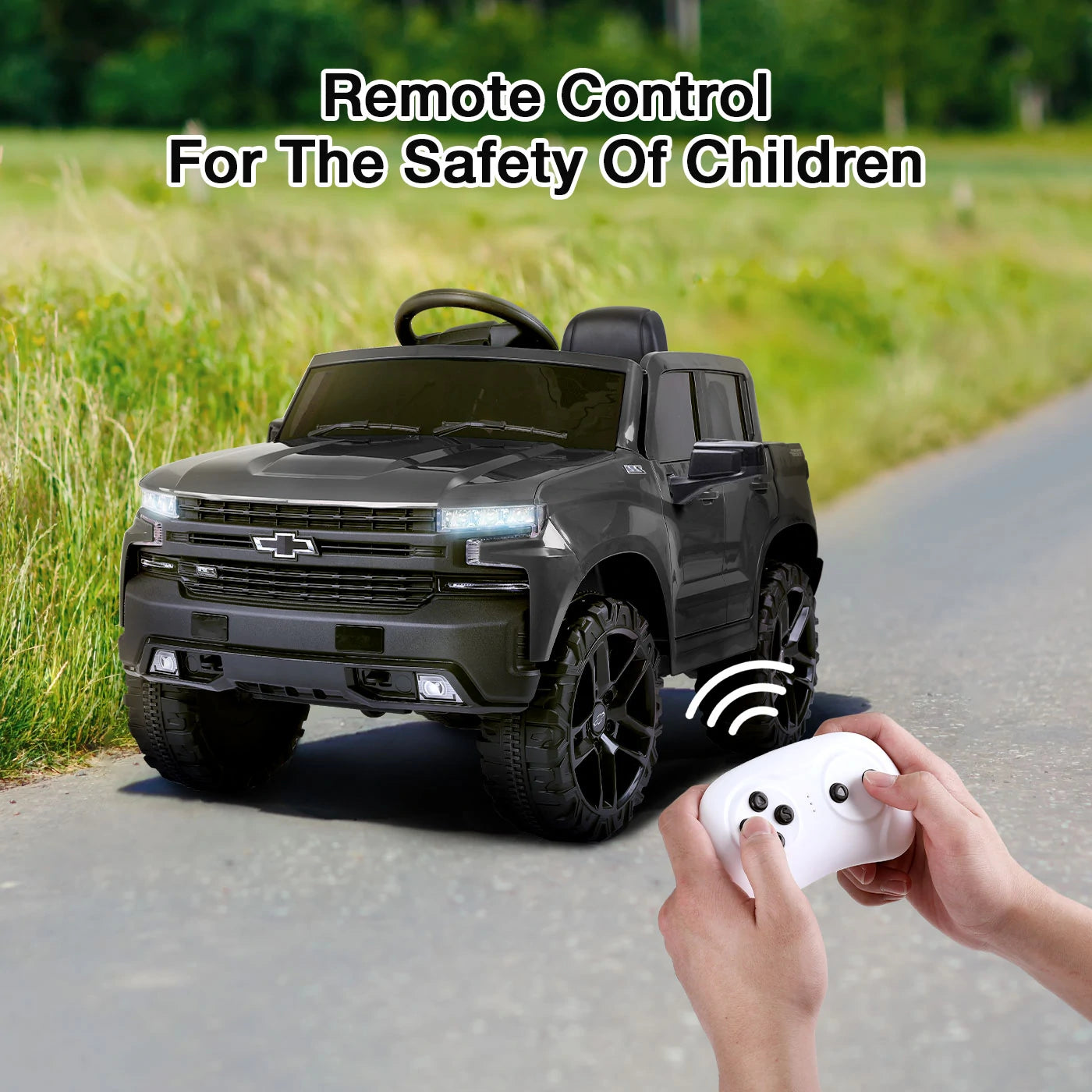 Funtok RS03 12V Powered Kids Electric Ride on Car Truck Safety Lock bluetooth Music LED Lights with Remote Control Car Toy Gifts