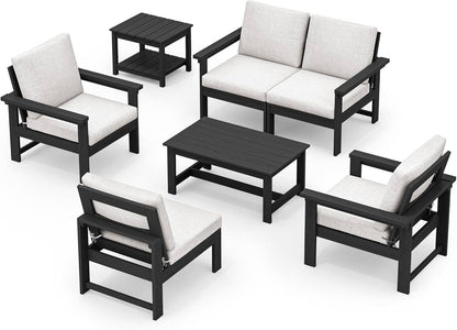 HDPE Outdoor Patio Furniture Set, 7-Piece Outdoor Sectional Patio