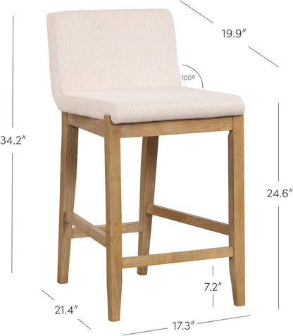 Gracie Modern Counter Height Bar Stool with Back, Counter Stool