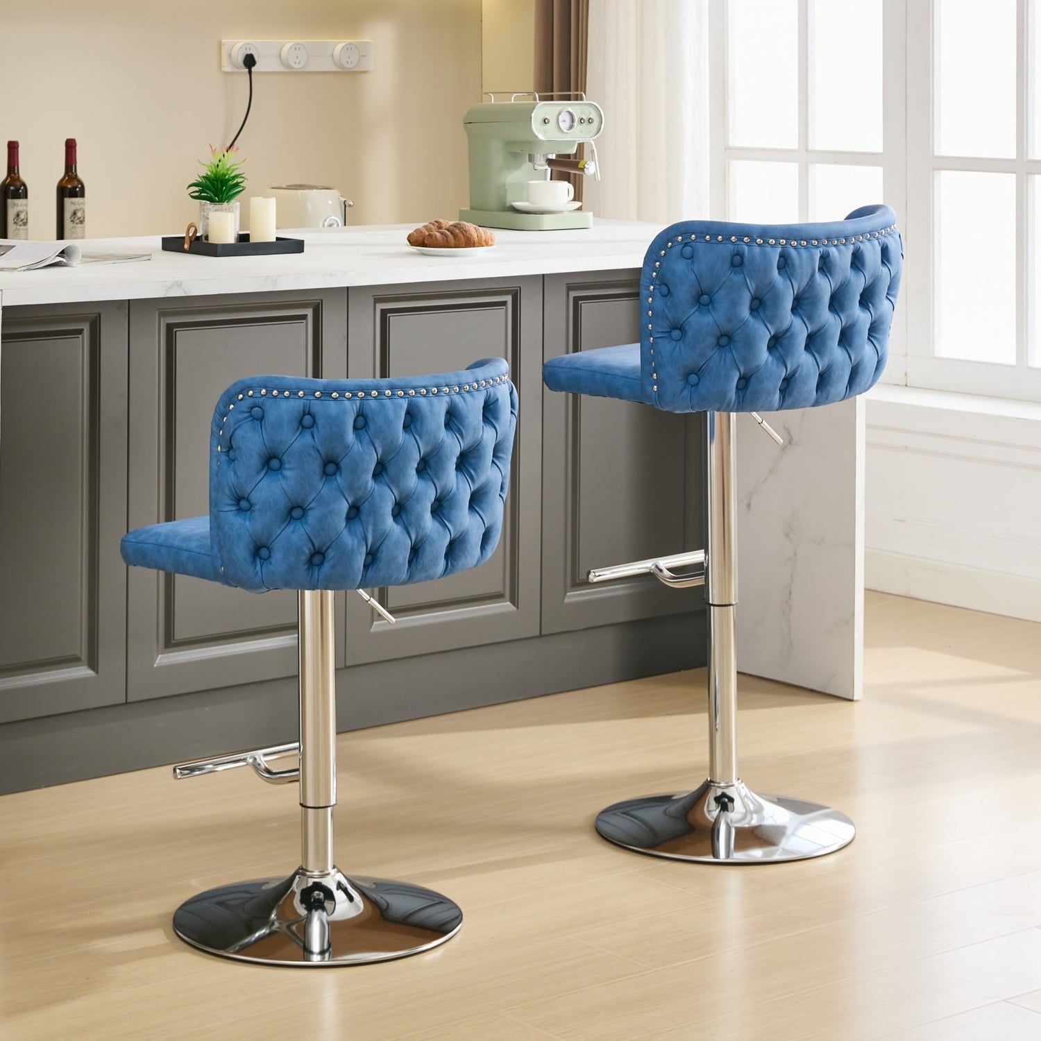 A&amp;A Furniture,Swivel Barstools Adjusatble Seat Height With Chrome
