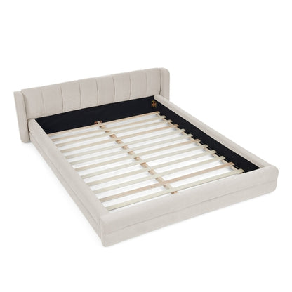 Modern Queen Size Upholstered Bed Frame with Thick Chenille Fabric and