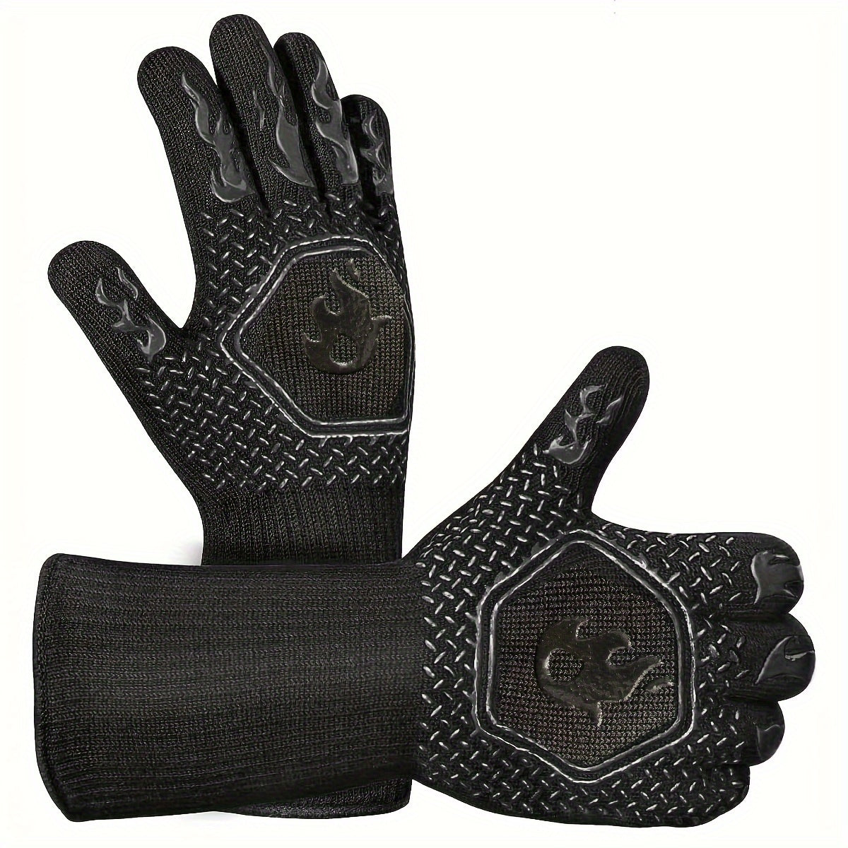 Heat Resistant Silicone BBQ Grilling Gloves, 2 pack