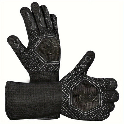 Heat Resistant Silicone BBQ Grilling Gloves, 2 pack