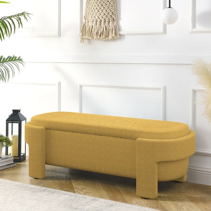 Linen Fabric Upholstered Bench with Large Storage Space for the Living