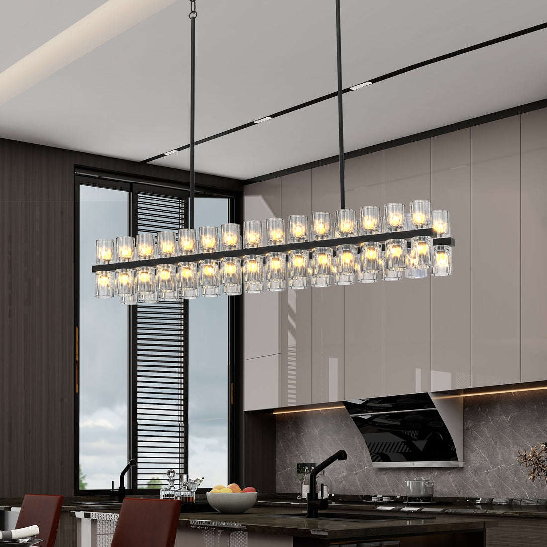 Rectangular Luxurious Crystal Chandelier for Living Room &amp; Dining