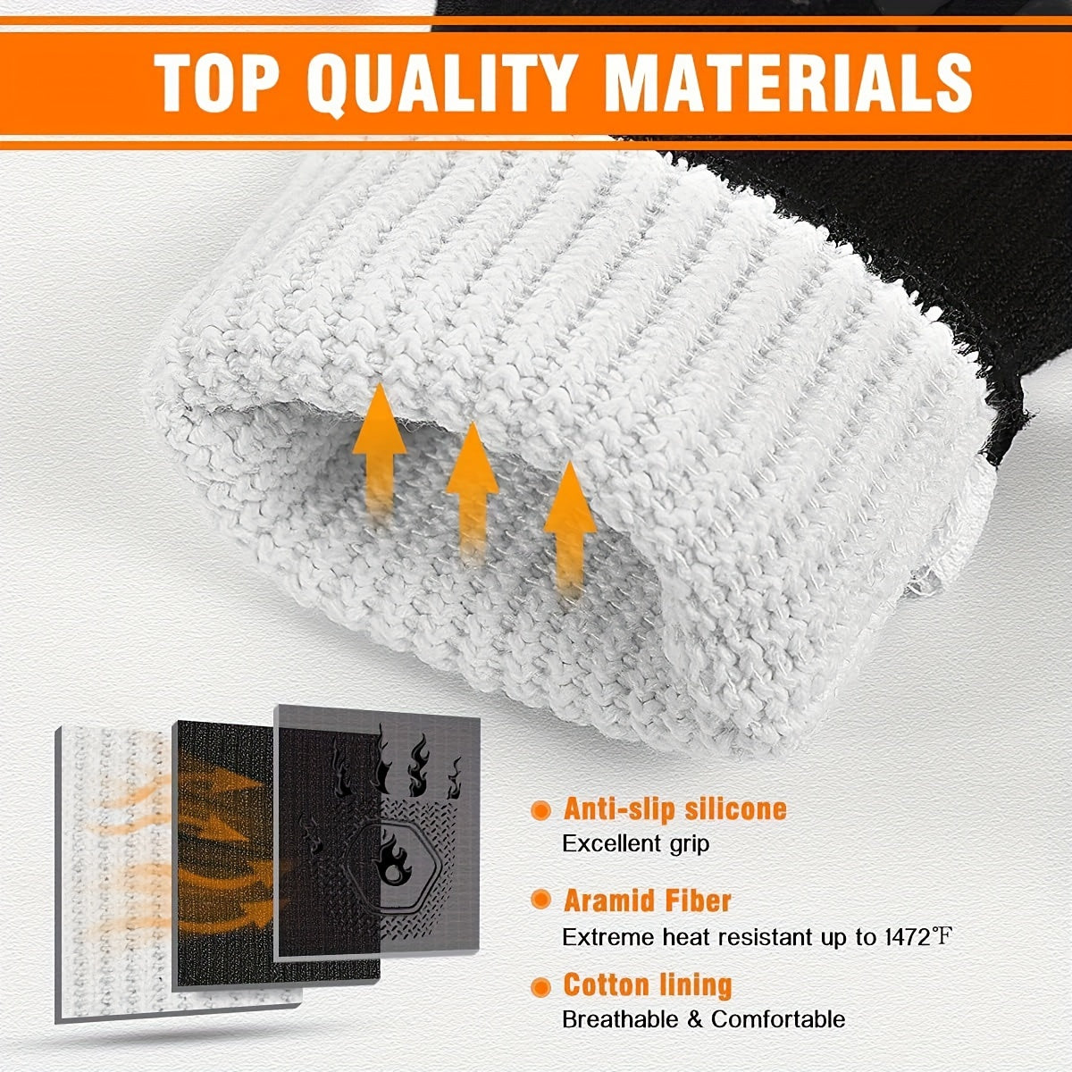 Heat Resistant Silicone BBQ Grilling Gloves, 2 pack