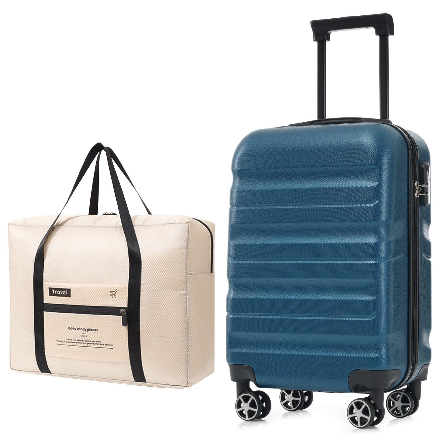 Hardshell ABS Carry-On Luggage with Spinner Wheels, Lightweight Travel