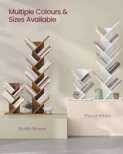 Tree Bookshelf, 5-Tier Bookcase, Small Bookshelf, Space-Saving Corner