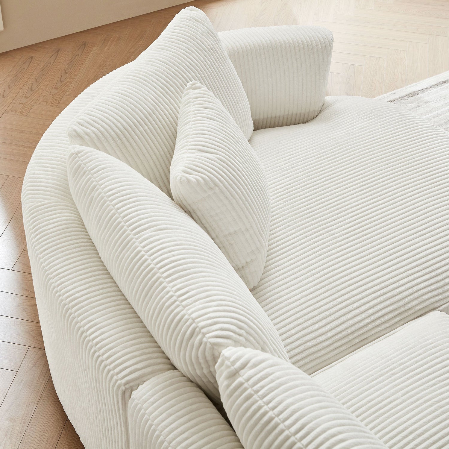122.04 inch Corduroy Upholstered Sectional Sofa with Right Facing