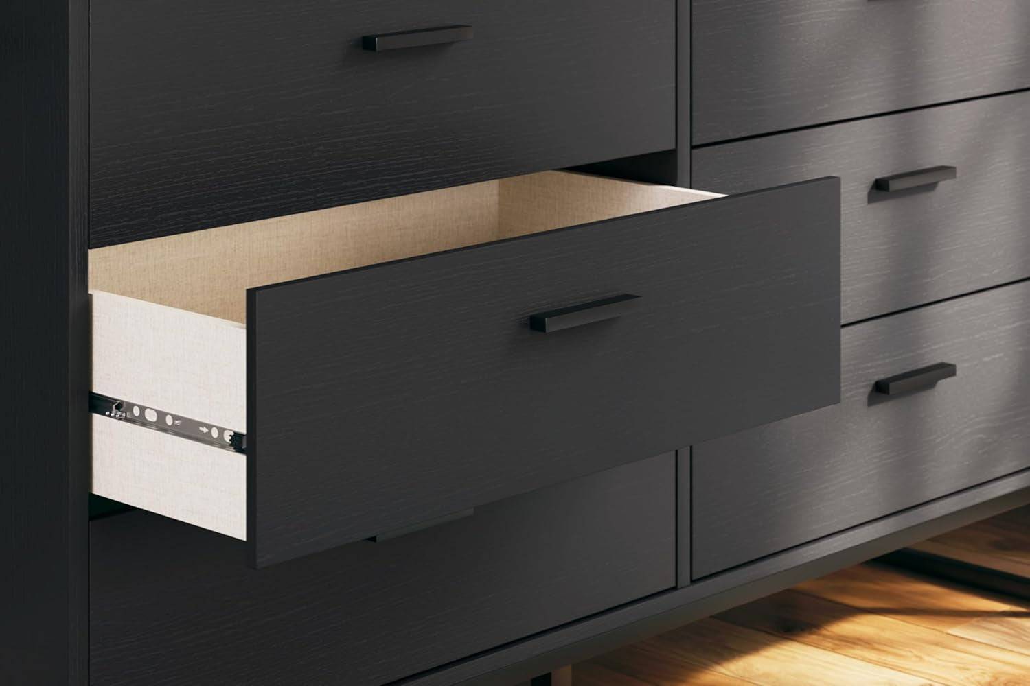 Socalle Modern 6-Drawer Dresser with Safety Stop, Black