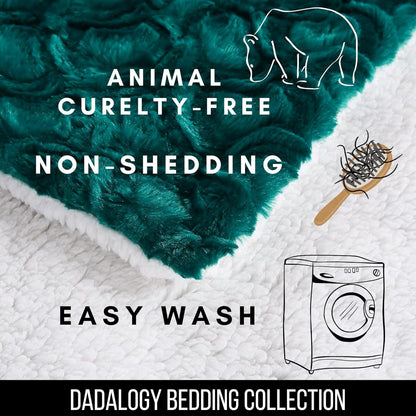 DaDa Bedding Mermaid Scales Emerald Green Blue w/ Sherpa Backside Faux