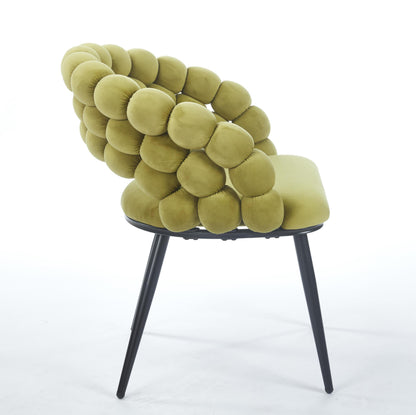 Green Modern chair(set of 2 ) with golden color iron tube legs,  soft