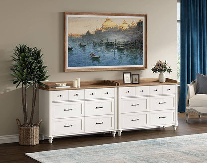 2-In-1 Mid-Century Modern White Dresser TV Stand
