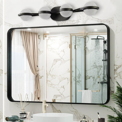 Modern Minimalist Bathroom Vanity Light, LED 4 Bulb Frosted Glass