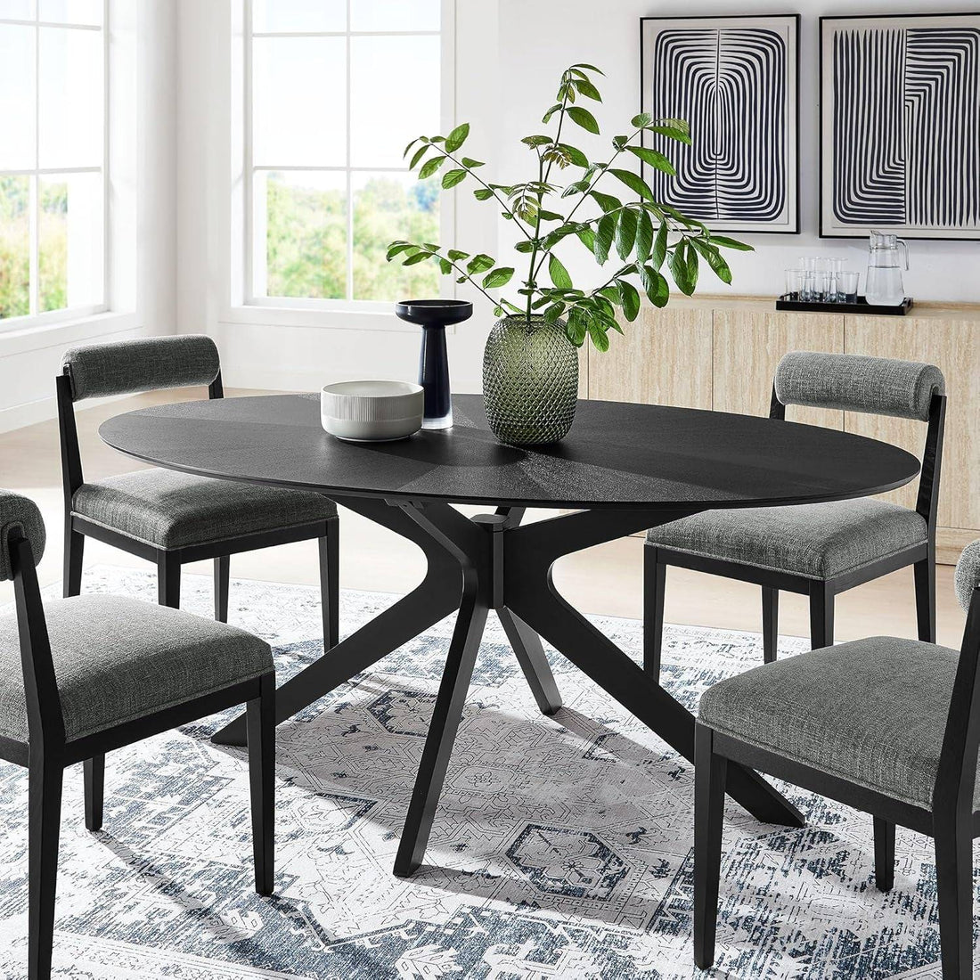 Crossroads 71&quot; Oval Wood Dining Table, Wood Veneer, Seats 6, Easy to
