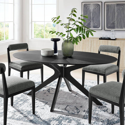 Crossroads 71&quot; Oval Wood Dining Table, Wood Veneer, Seats 6, Easy to