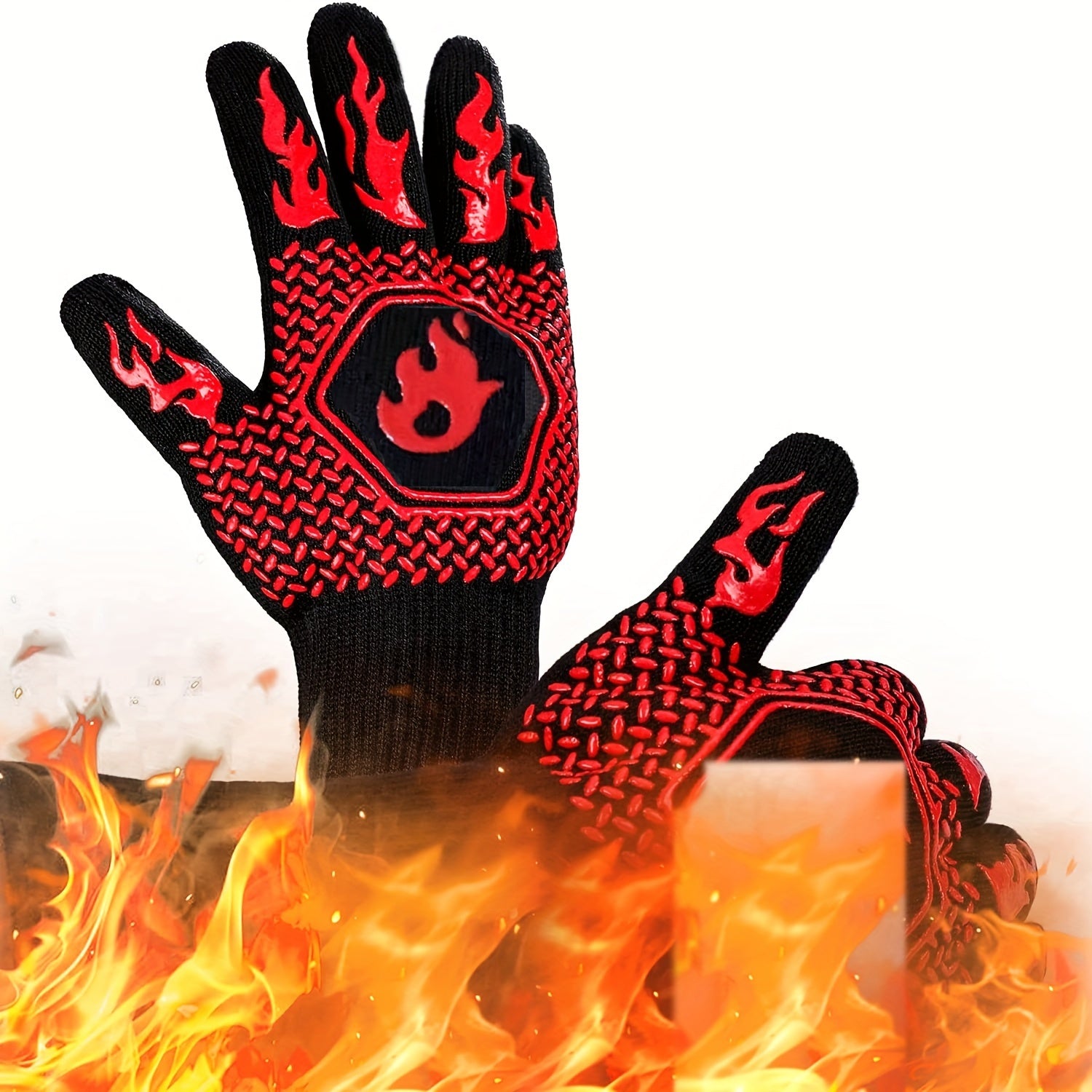 Heat Resistant Silicone BBQ Grilling Gloves, 2 pack