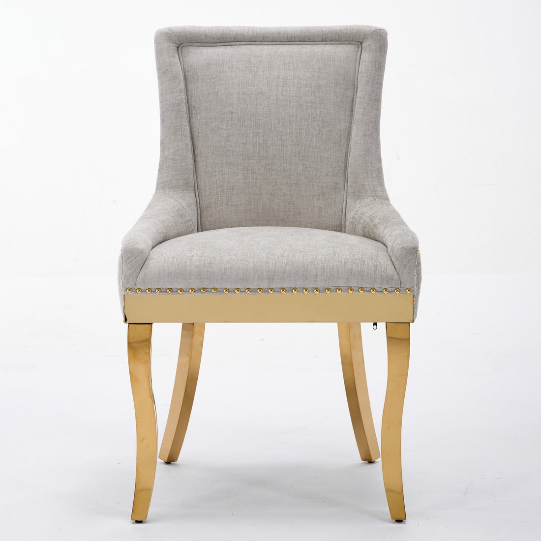 Chenille Dining Chairs, Modern Style with Curved Gold - Plated Legs &amp;