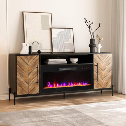 68&quot; TV Stand with 36&quot; Electric Fireplace Heater, Entertainment Center
