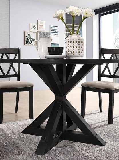 Black Windvale Cross-Buck Base Dining Table