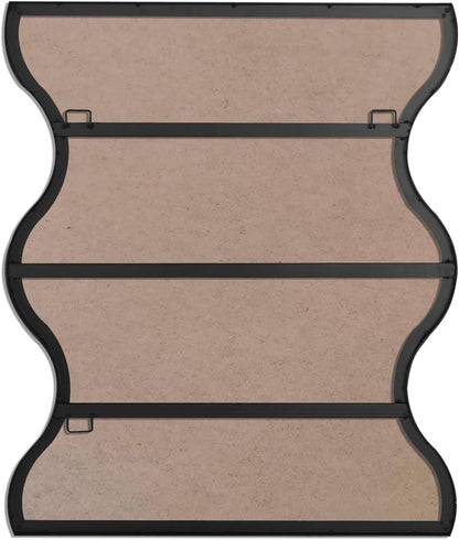 30X35 Inch Irregular Black Metal Framed Bathroom Mirror with Wavy