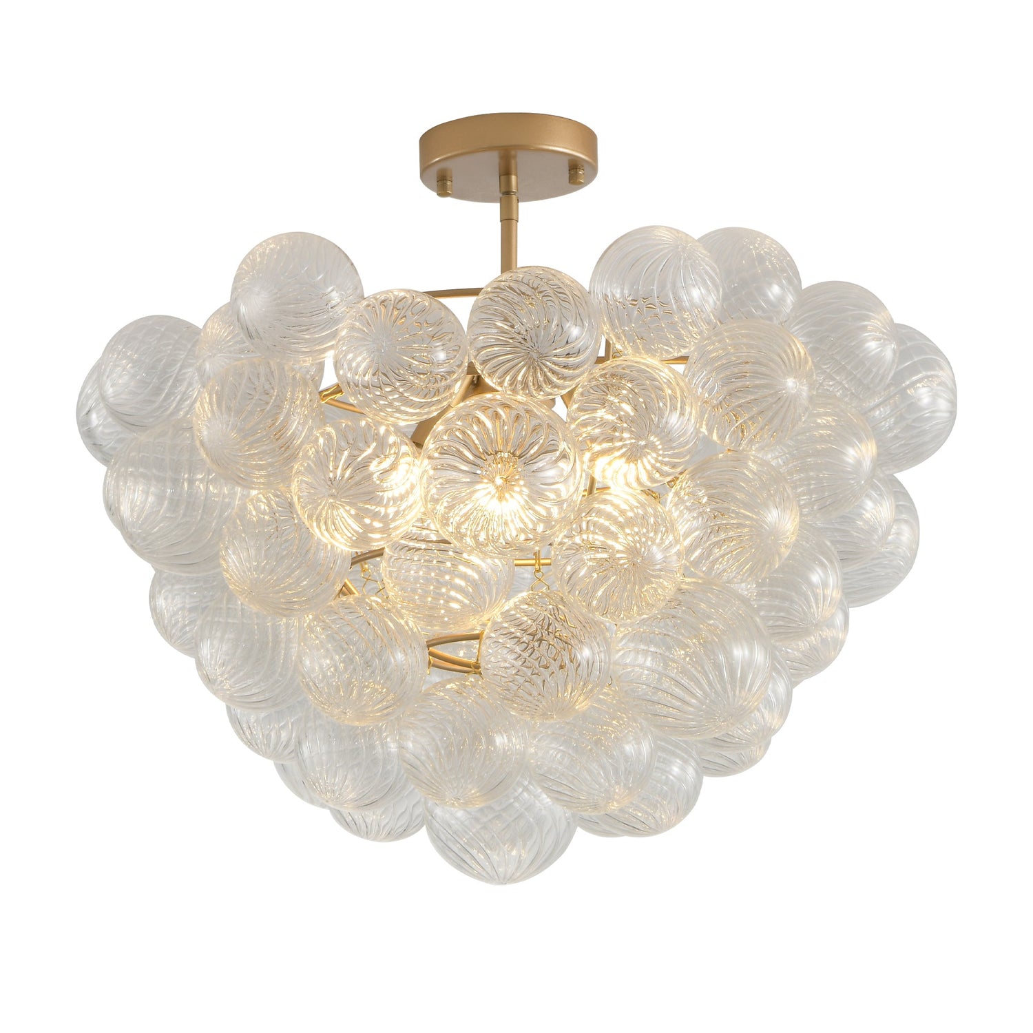 20-Inch Gold Ceiling Pendant Light with Threaded Clear Glass Globe