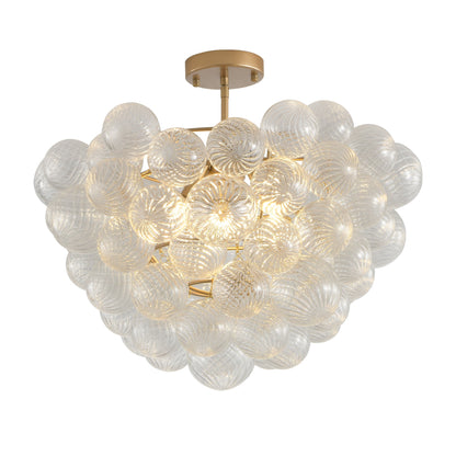 20-Inch Gold Ceiling Pendant Light with Threaded Clear Glass Globe