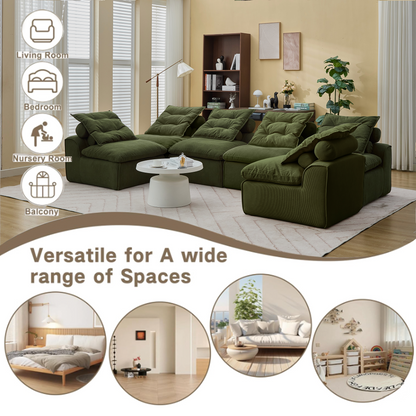 Modular Sofa,No Armrests,At will DIY,Corduroy ,Neck Pillow-Back Lounge