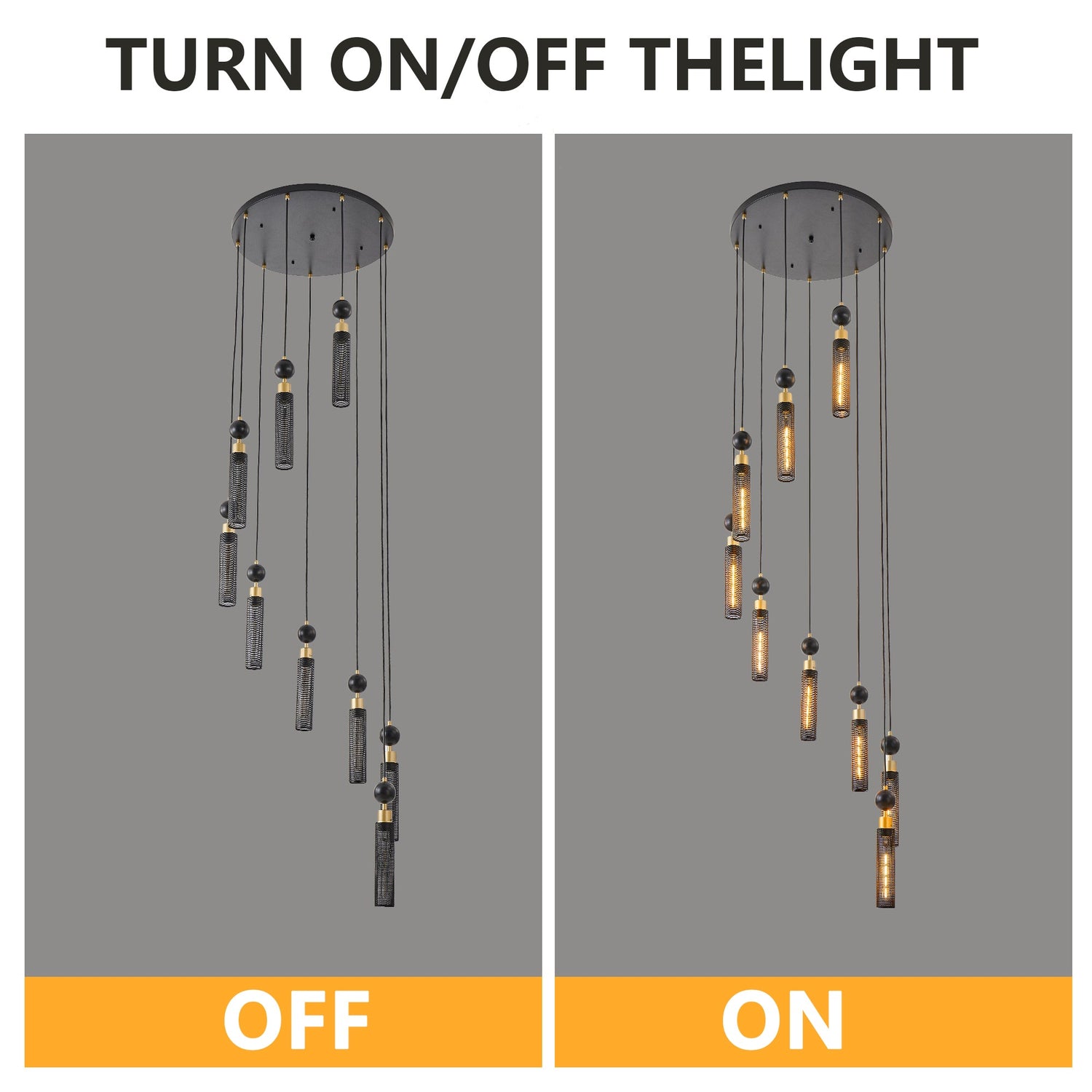 Modern Industrial Multi-Light Pendant Chandelier - 9-Light Black and