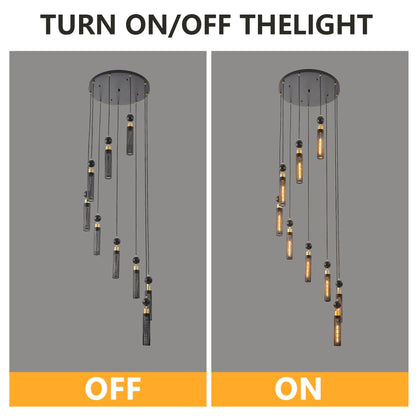Modern Industrial Multi-Light Pendant Chandelier - 9-Light Black and