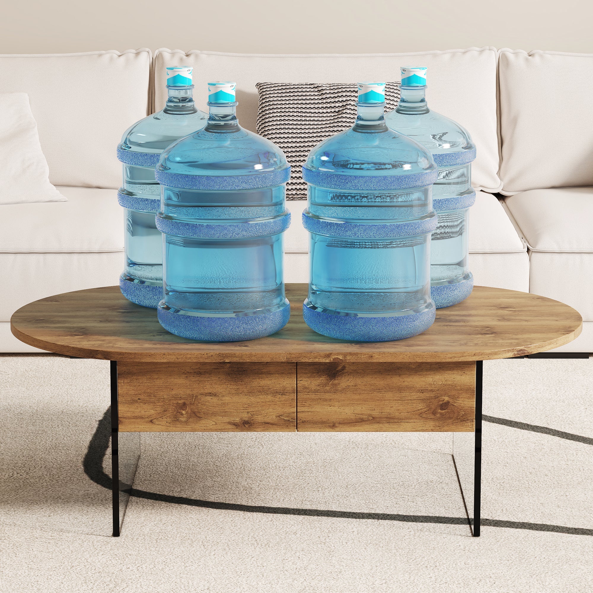Cozy Natural Oval Double Drawer Coffee Table - 43.3&