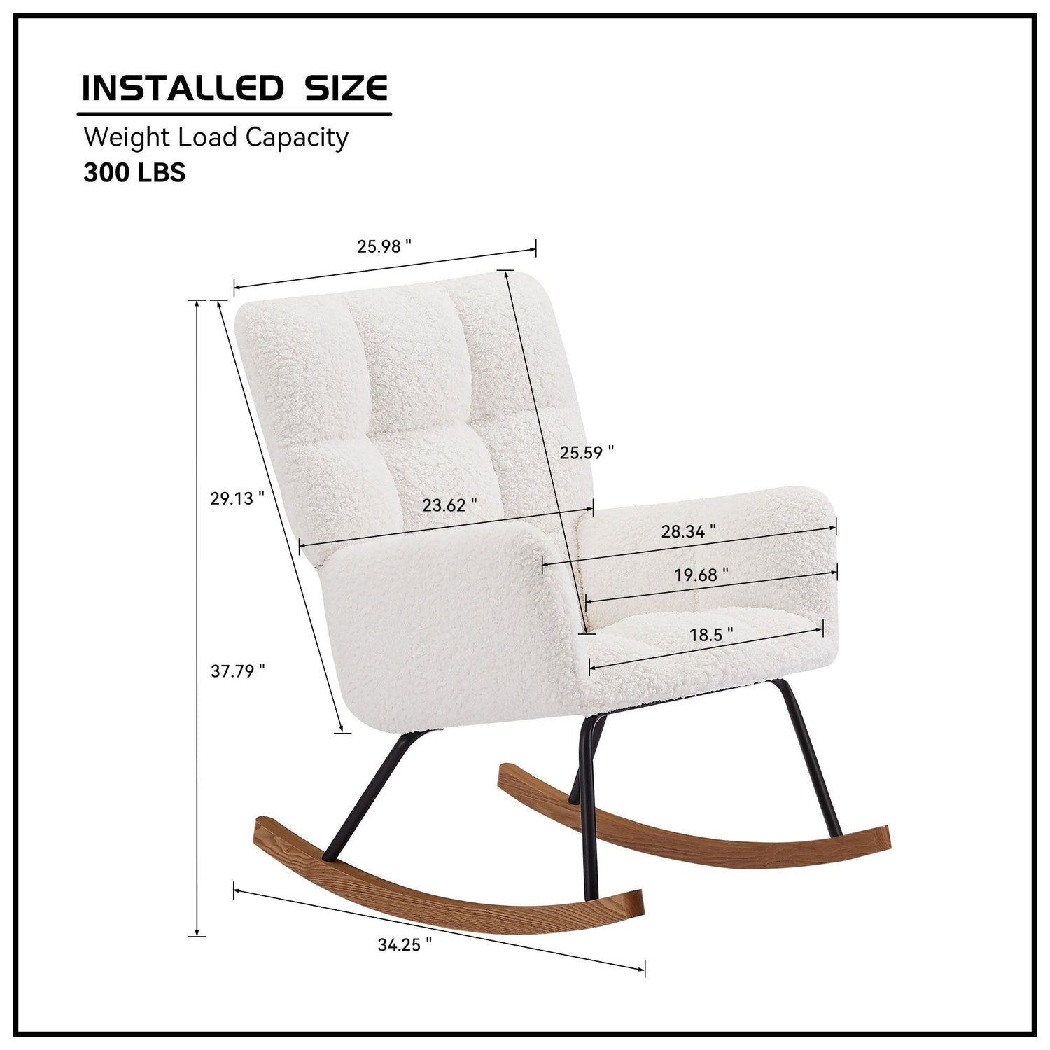 Comfy Upholstered Lounge Chair Rocking Chair with High Backrest, for