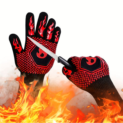 Heat Resistant Silicone BBQ Grilling Gloves, 2 pack