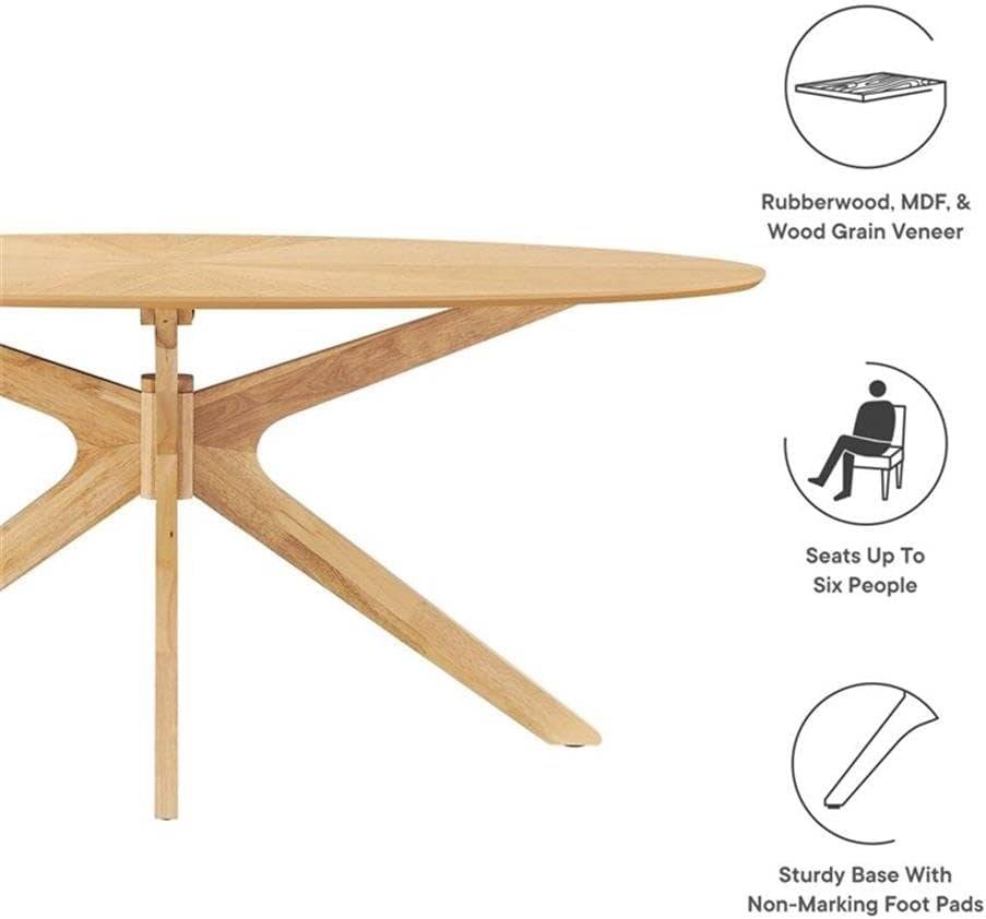 EEI-3849-OAK Crossroads 71&quot; Oval Wood Dining Table, Oak