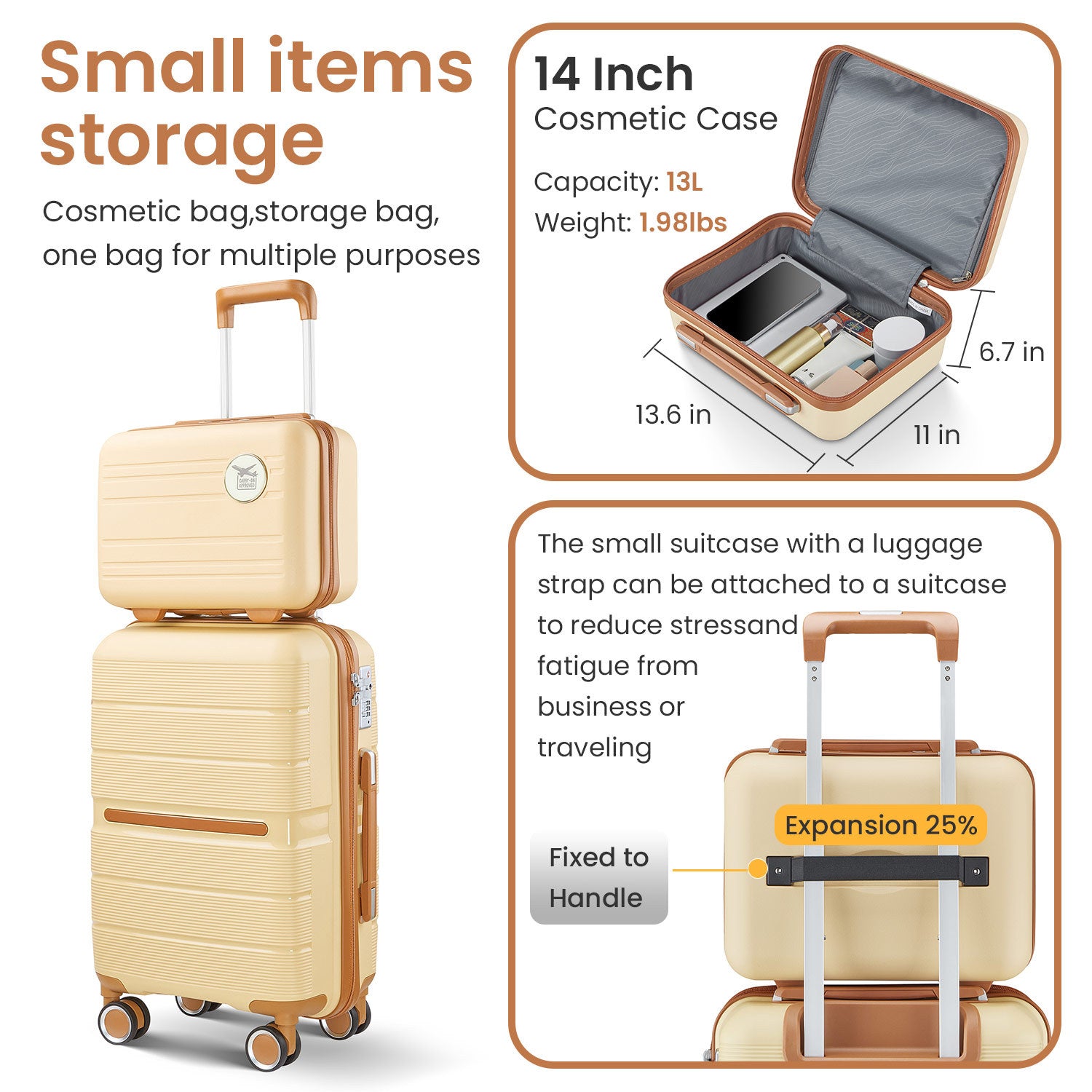 Luggage Sets 4 Piece(14/20/24/28) PP Lightweight &amp; Durable Expandable