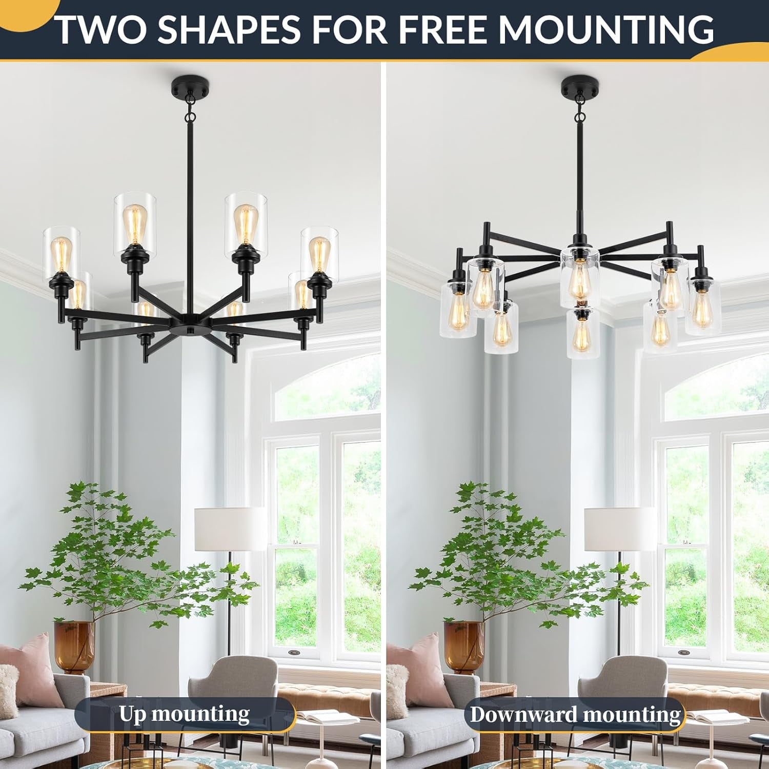Black Chandeliers for Dining Room Light Fixture, Modern Farmhouse