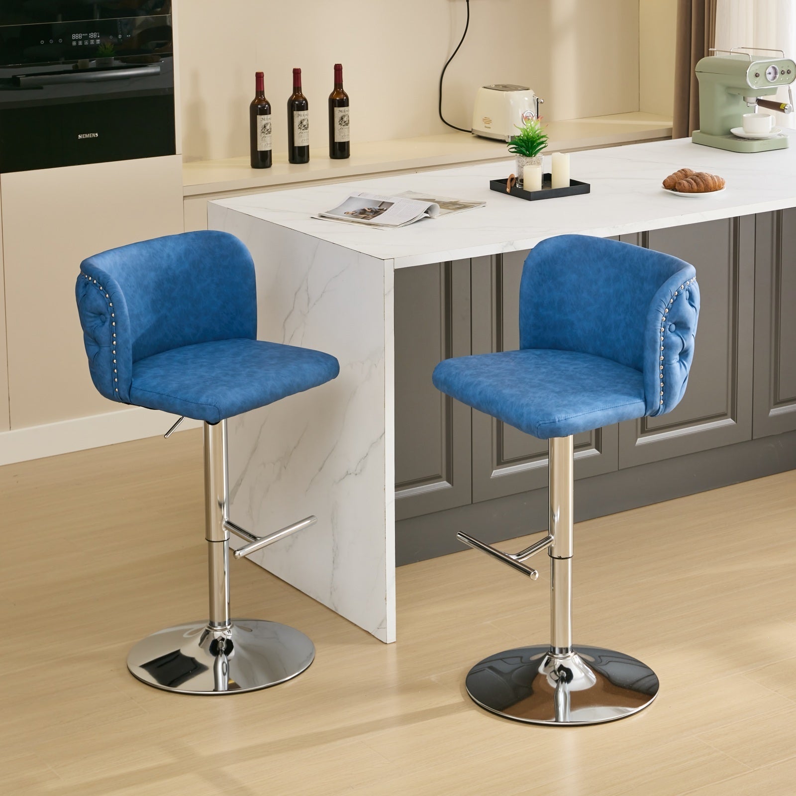 A&amp;A Furniture,Swivel Barstools Adjusatble Seat Height With Chrome
