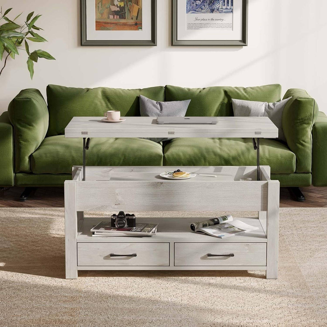 Coffee Table Lift Top, Multi-Function Convertible Coffee Table with