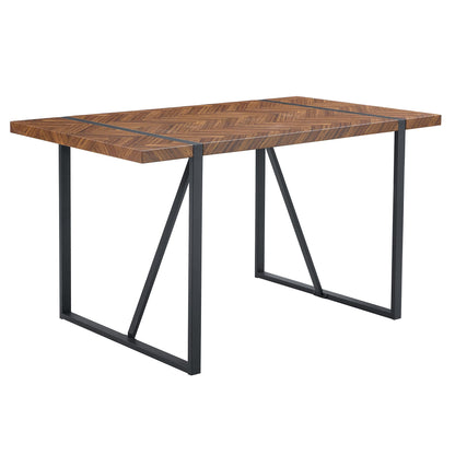 A minimalist retro rectangular dining table with a specially textured
