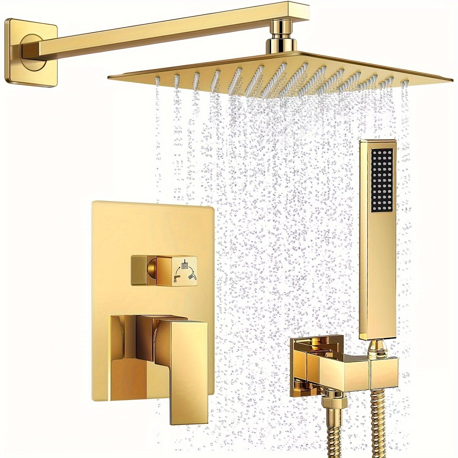 [Complete Matte Black Shower System] Shower Faucet Set Matte Black Shower System, Shower Faucet with Rain Shower Head and Handheld, Shower Faucets Sets Complete Shower Combo Set Rough-in Valve and Trim Kit Included