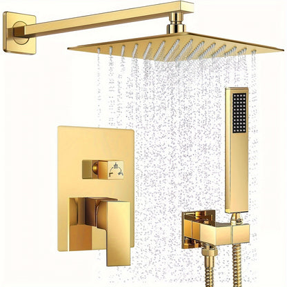 [Complete Matte Black Shower System] Shower Faucet Set Matte Black Shower System, Shower Faucet with Rain Shower Head and Handheld, Shower Faucets Sets Complete Shower Combo Set Rough-in Valve and Trim Kit Included