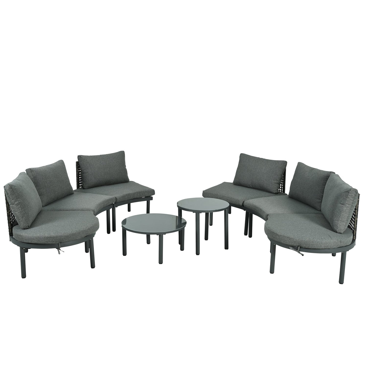 8-Piece Patio Sofa Furniture Set, Half Moon Outdoor Sectional Sofa
