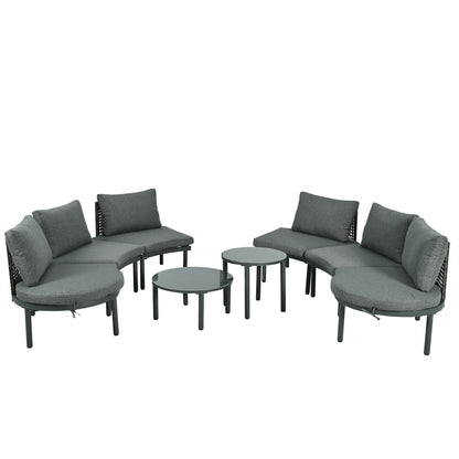 8-Piece Patio Sofa Furniture Set, Half Moon Outdoor Sectional Sofa