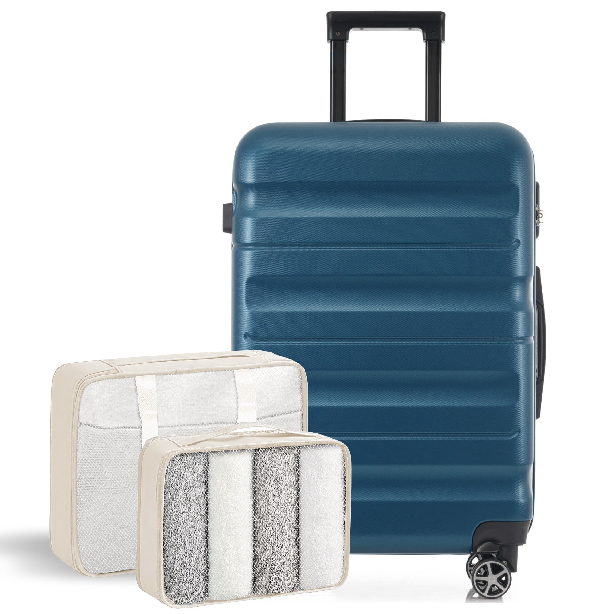 Hardshell ABS Luggage Set, 24-Inch Checked Suitcase with Spinner