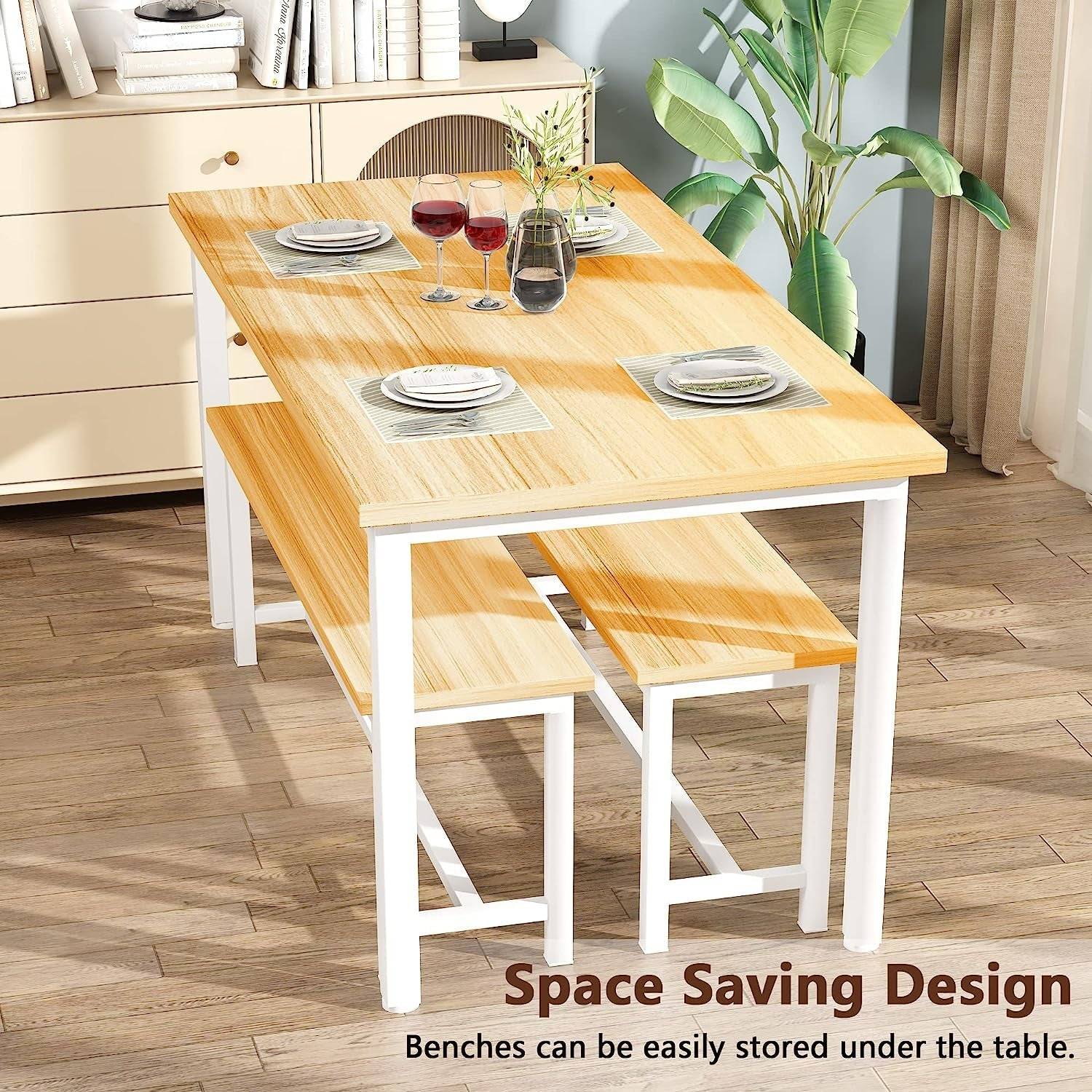 Faux Marble Counter Height Dining Table Set, Gold White