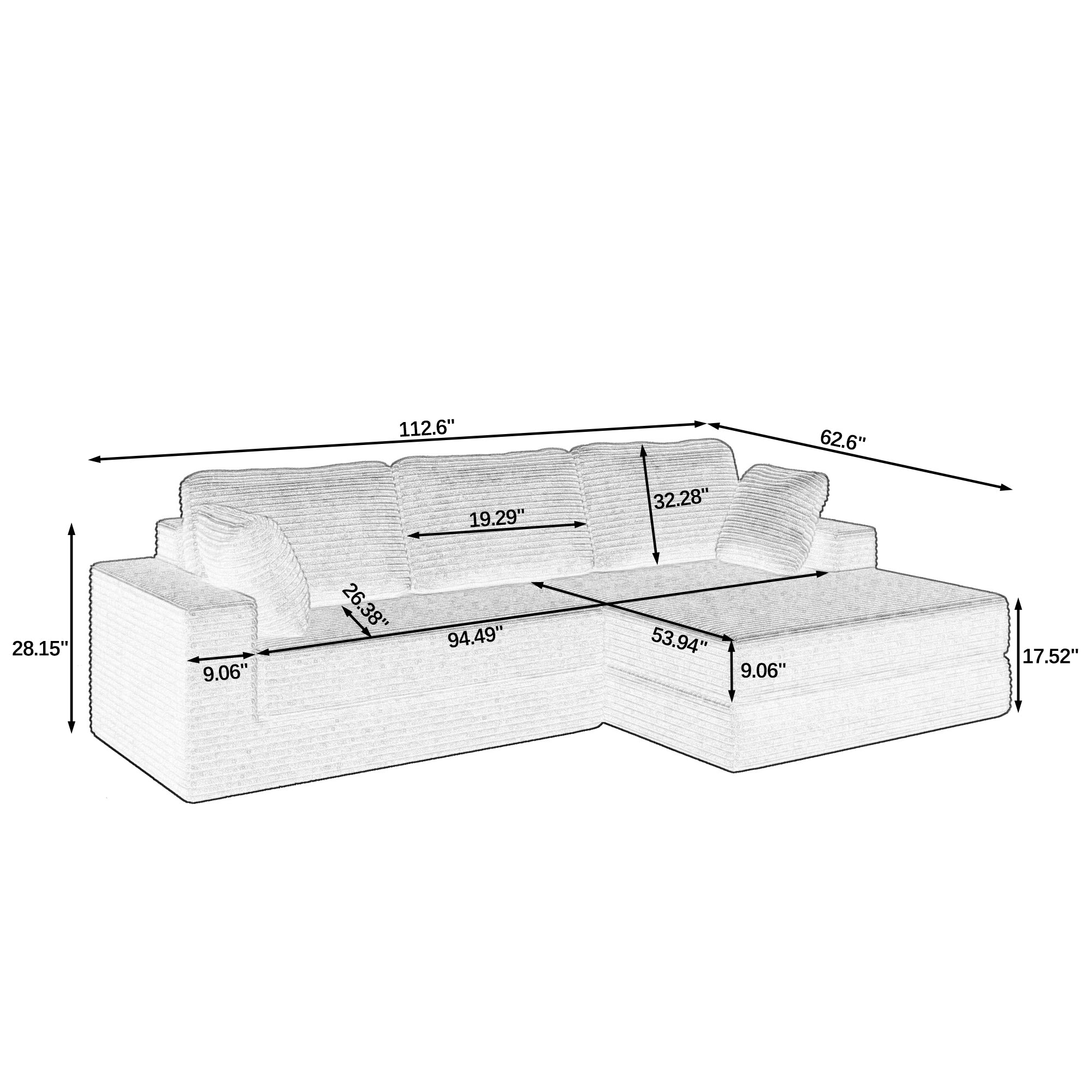 Right sofa seat,L shape Modular Sectional Sofa, Compressed Sectional